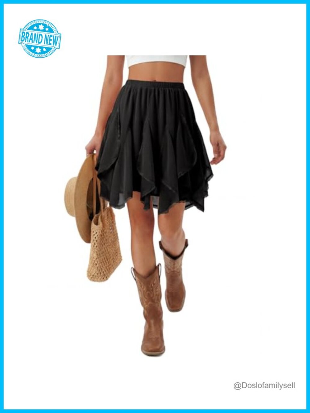 Women's Chiffon Mini Skirt Flowy Ruffle Lace Tulle A-Line Boho Party